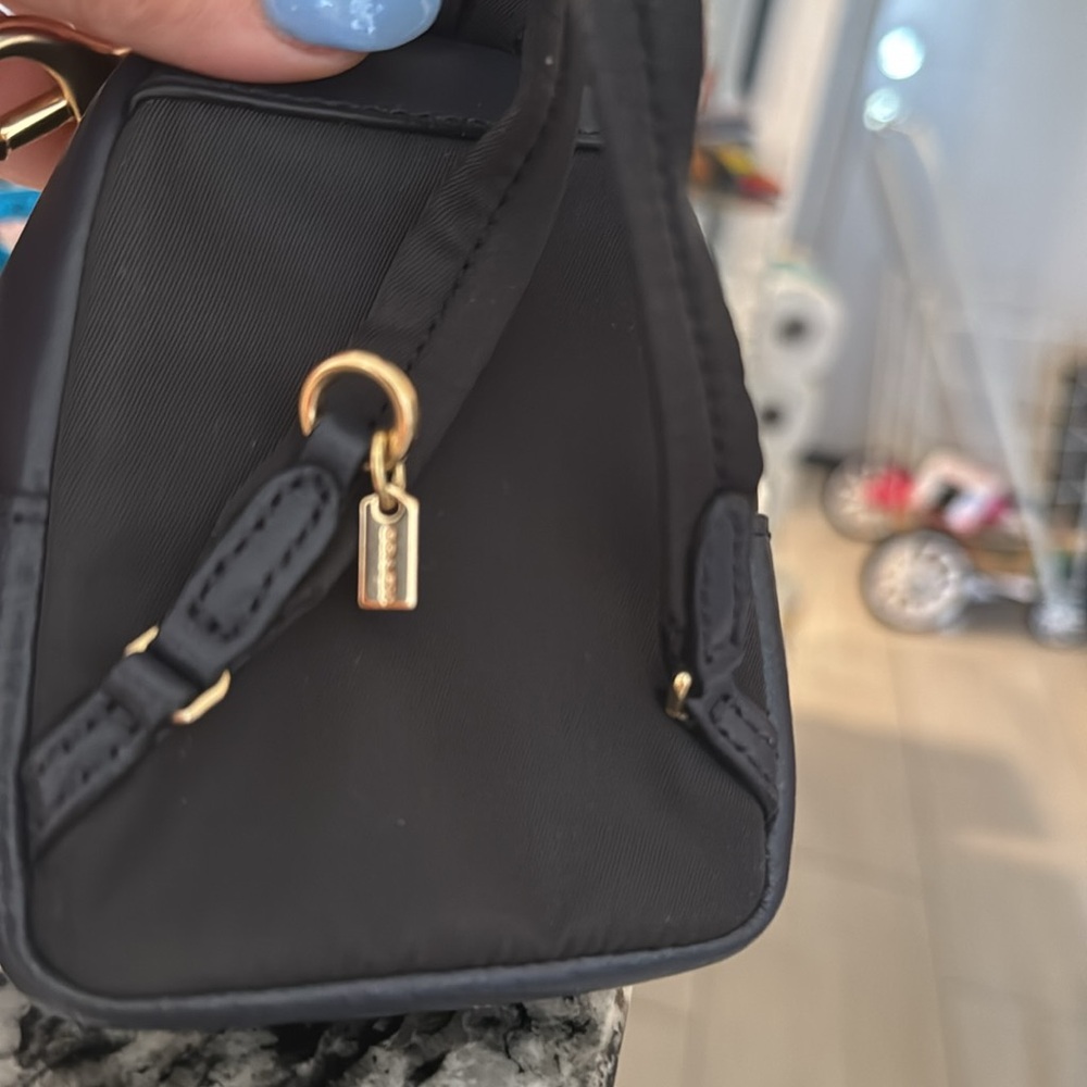Coach Navy Floral Mini Backpack Key & Card Holder - Picture 4 of 7